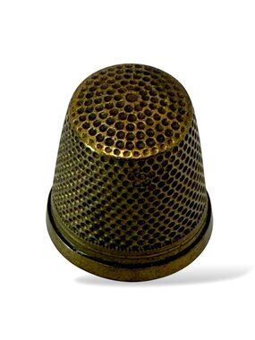 VINTAGE BRASS THIMBLE Sewing Collectible Farmhouse Decor Antique Gold Color